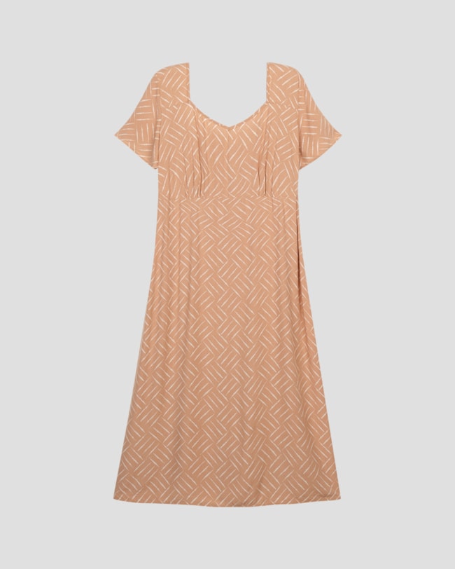 Vestido Midi Plus Size em Viscose Estampada Cereja Rosa Bege-ec6246e7-5e0c-4a14-8da9-4707246a4d18