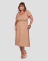 Vestido Midi Plus Size em Viscose Estampada Cereja Rosa Bege-06c3add9-53cc-4045-a527-a98edb689b0e