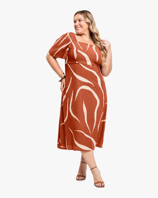 Vestido Midi Plus Size Evasê em Viscose - Cereja Rosa - Inca-39eb479e-27ca-42a2-ad0b-96462fe49893