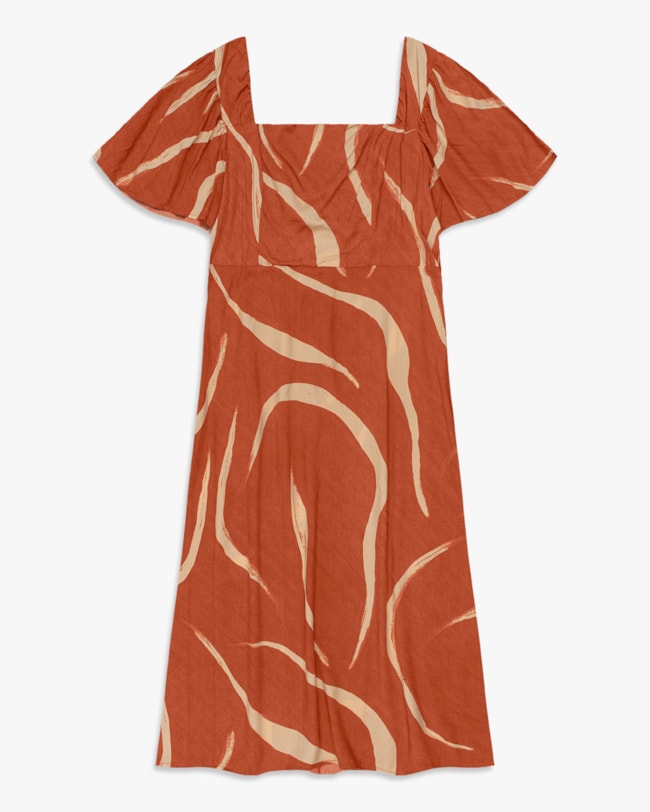 Vestido Midi Plus Size Evasê em Viscose - Cereja Rosa - Inca-a665e1ec-6dec-4985-b5fd-b5aa592eae86