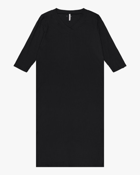 Vestido Midi Plus Size Manga 3/4 Cereja Rosa Preto