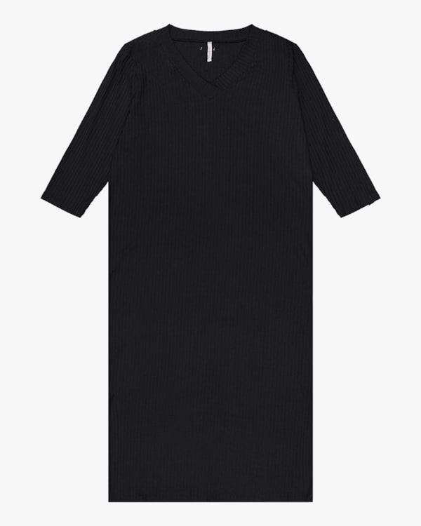 Vestido Midi Plus Size Manga 3/4 Cereja Rosa Preto