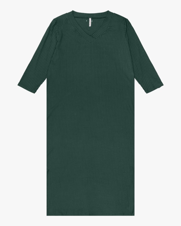 Vestido Midi Plus Size Manga 3/4 Cereja Rosa Verde