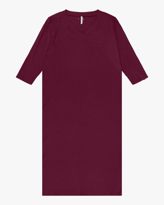 Vestido Midi Plus Size Manga 3/4 Cereja Rosa Vinho-59e81746-da65-43b0-8a6e-941be01a2afa