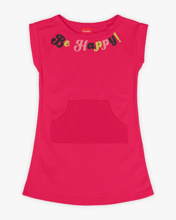 Vestido Muscle Tee Infantil em Moletinho - Kely Kety - Cherry