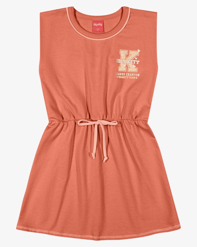 Vestido Regata Infantil em Moletinho com Amarração - Kely Kety - Mango-d9085177-1471-4d17-bbb0-a7e86046c248