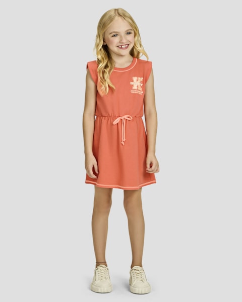 Vestido Regata Infantil em Moletinho com Amarração - Kely Kety - Mango