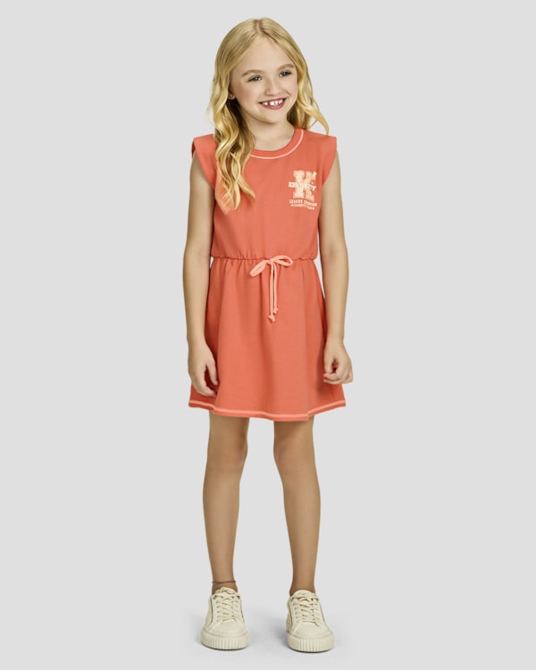 Vestido Regata Infantil em Moletinho com Amarração - Kely Kety - Mango