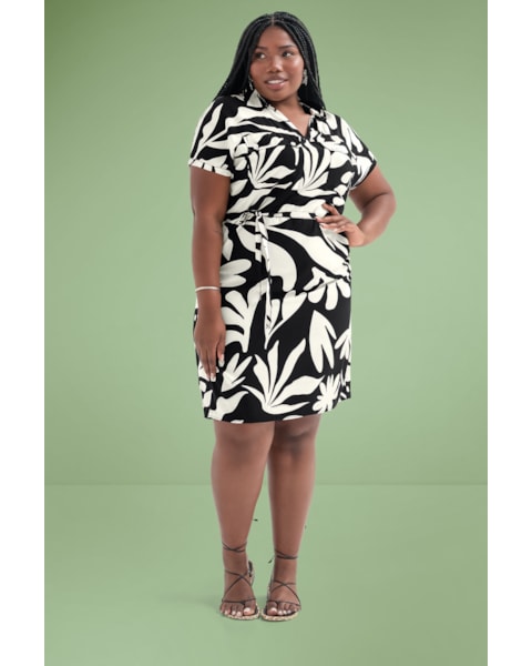 Vestido Tecido Viscose Estampado Cereja Curves